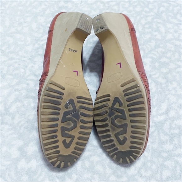 Vintage Woven Wedges 70s Captivators Brown Leather Tie Oxford Heels - Picture 8 of 12